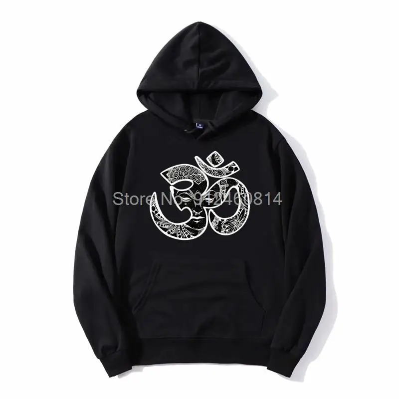 Om Buddha hoodie  Women Yoga Graphic Screen Print On Soft & Comfy Polycotton Men Fleece Hoodies Hip Hop Hooded Sweatshirt