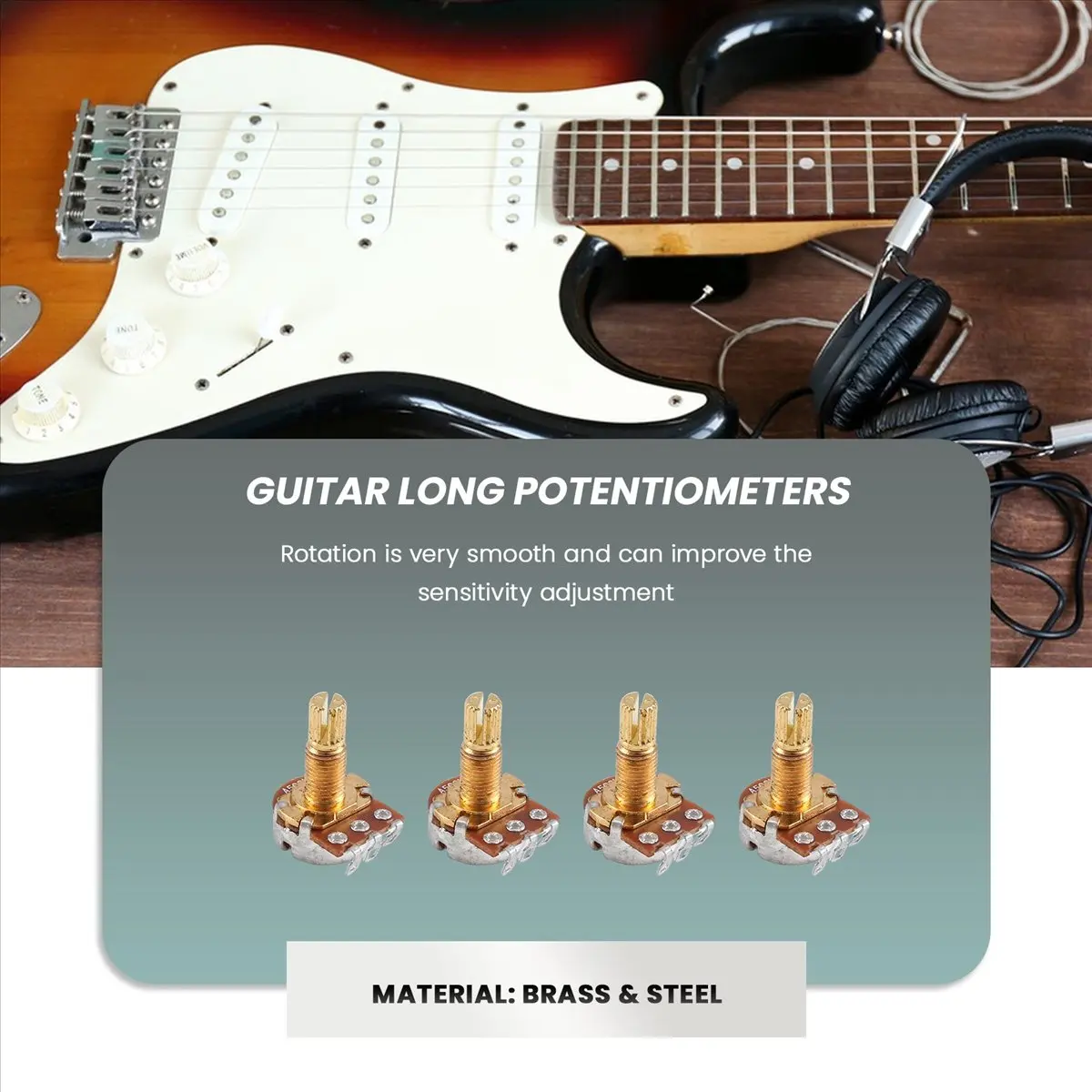 New Arrival Fashion Guitar Potentiometer Audio Volume&Tone Pots Switch Control A500k Split Shaft Taper Potentiometers Gold Pack