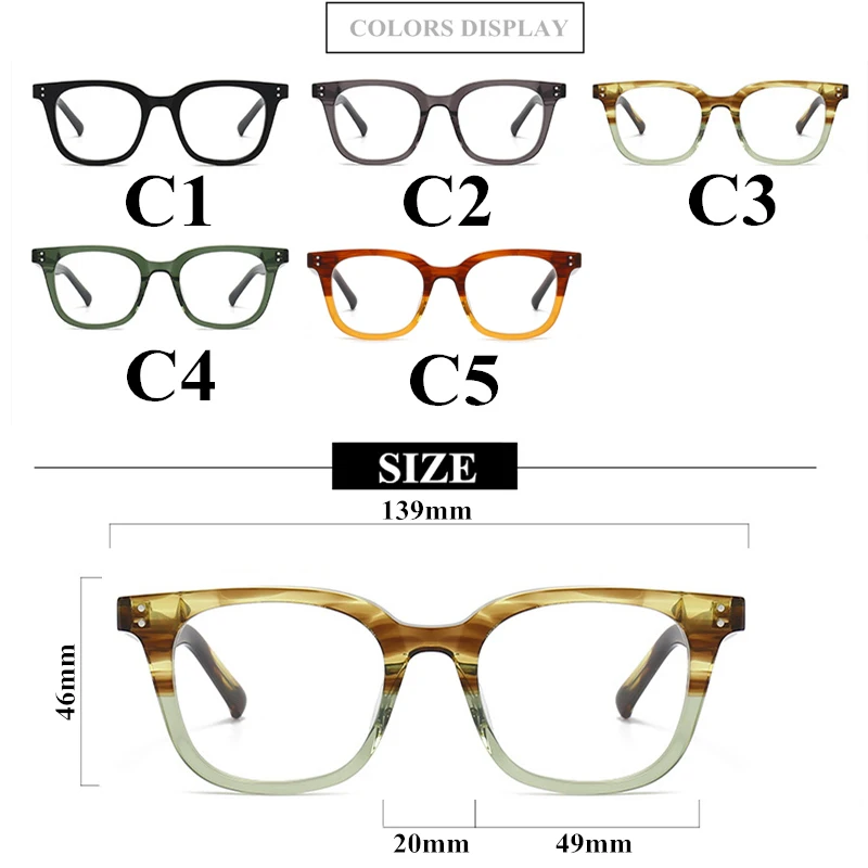 High Quality Handmade Acetate Glasses Frame Men Retro Square Eyeglasses Women Fashion Optical Eyewear Prescription Spectacles