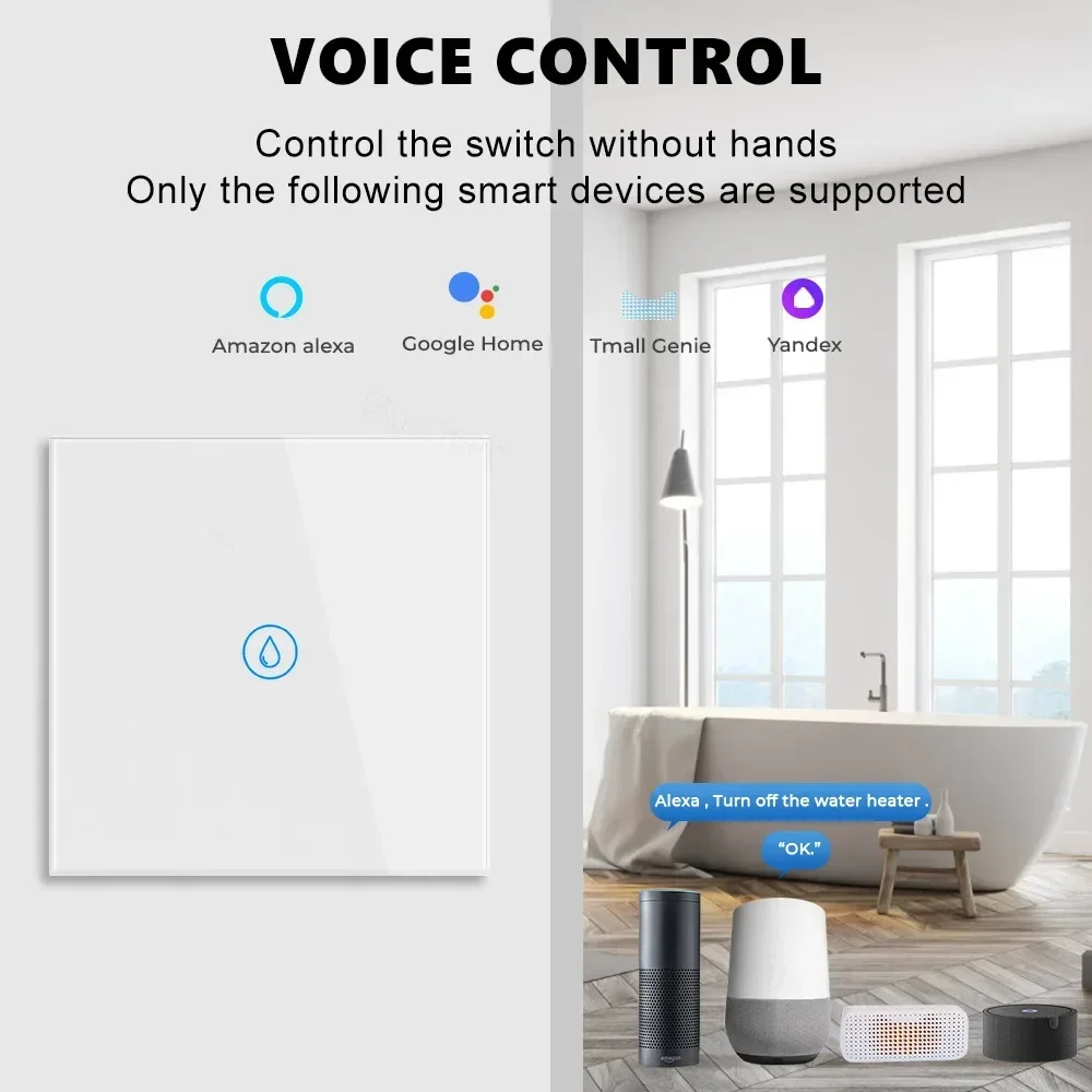 40A 8000W Tuya Smart Water Heater Switch WiFi Zigbee Universal Breaker Works with Alexa Google Home Alice for EU US
