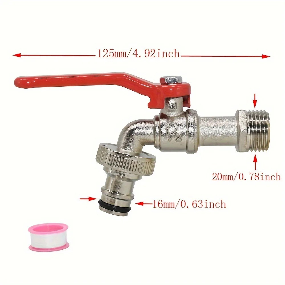 1/2inch Garden Irrigation Brass Faucet IBC Tank Water Tap Single Outlet Valve Replacement Antifreeze Outdoor Balcony Accessories