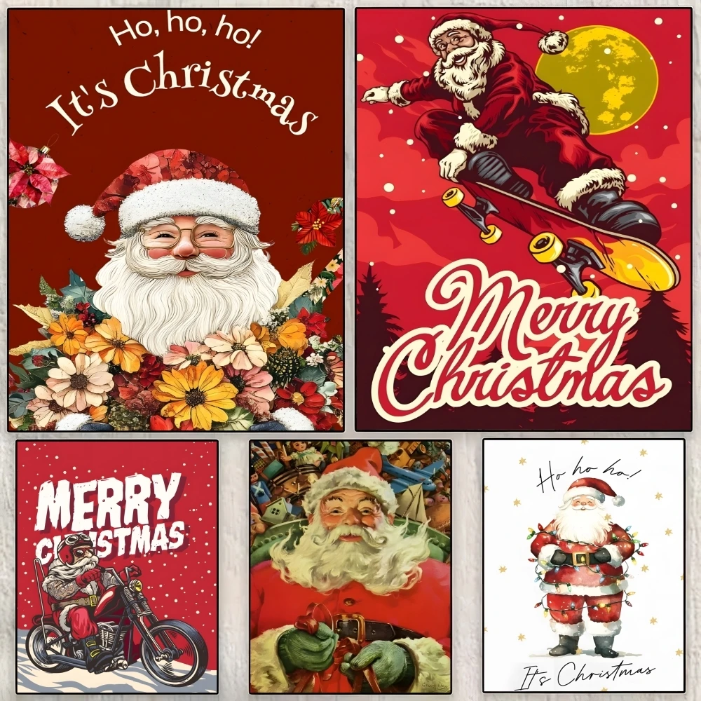 

Santa Claus Painting Calligraphy Wall Art Canvas Poster Prints For Living Room And Bedroom Decor Perfect Christmas Decorat