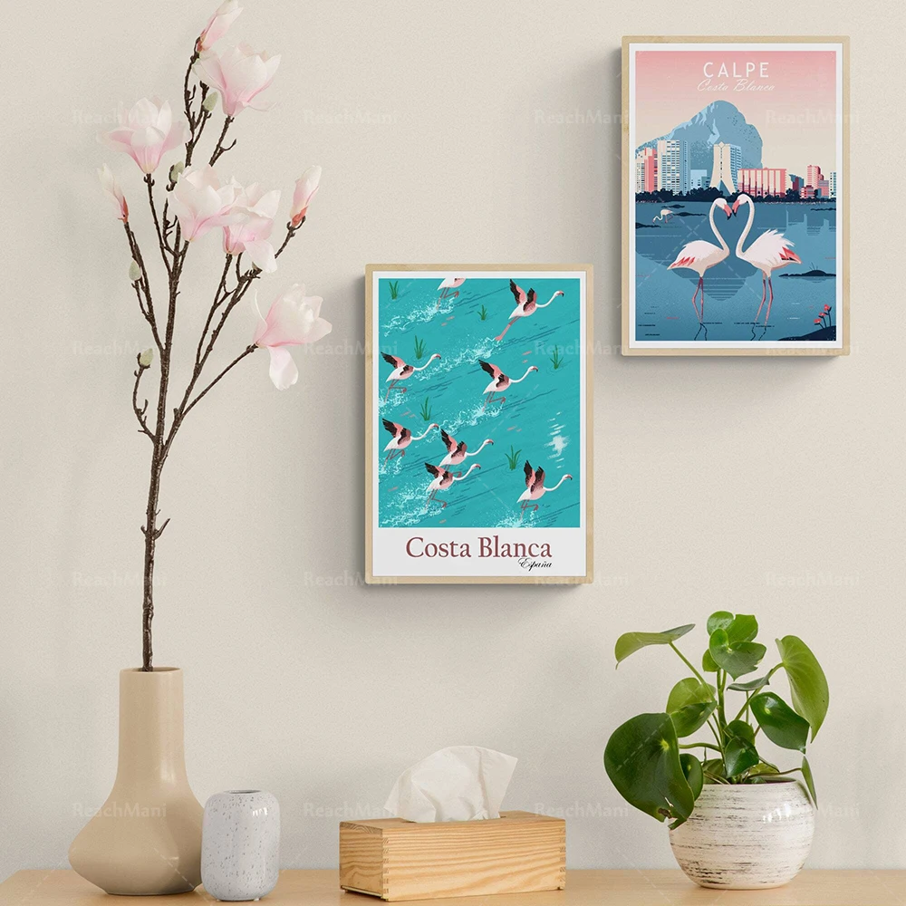 Calpe and Costa Blanca Spain art print, two Mediterranean posters, travel poster, Spanish wall decor