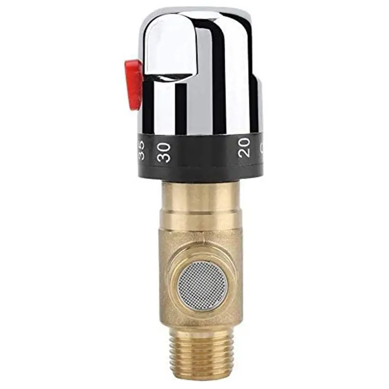ABKJ-4X Thermostatic Mixing Valve Solid Brass G1/2 For Shower System Water Temperature Control Pipe Basin Thermostat Control