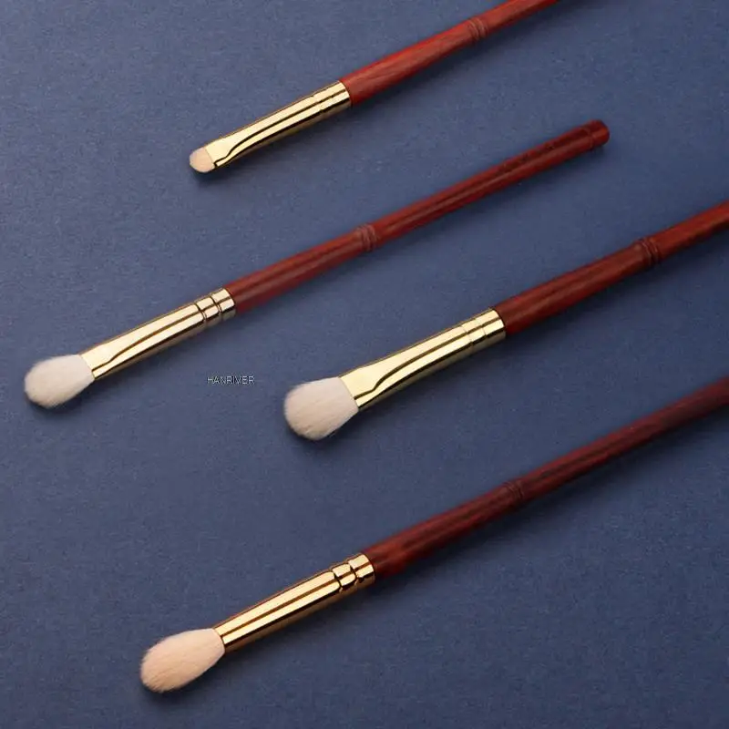 Juego de 4 cepillos para ojos de palisandro, pelo natural de animal de alta calidad