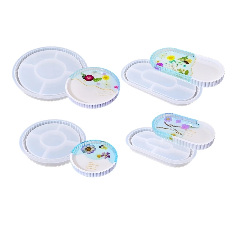 Reusable Silicone Resin Mould for Crafting Flower Tray Dish Art Accessories