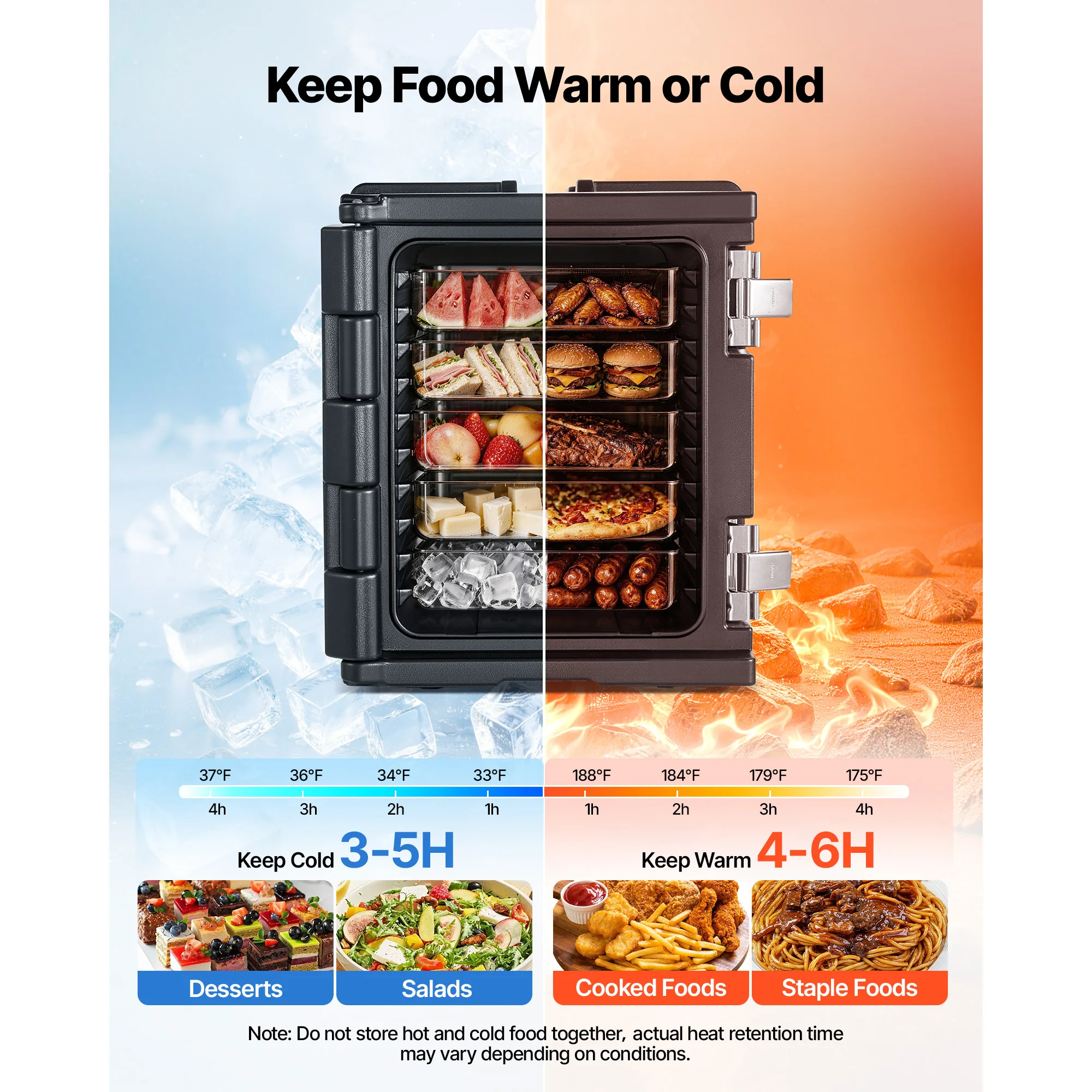 Insulated Food Pan Carrier, 82 Qt Non-Electrical Food Warmer, Featuring Wheel & 304 Stainless Steel Latch, LLDPE Stackable Hot Box, Designed for Various Pan Sizes(NOT Included)