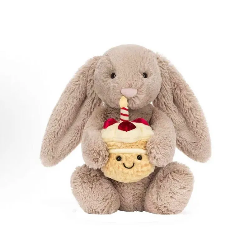 

Shy Bonnie Bunny Plush Toy - Cake Series, Holding Birthday Cake, Trendy Comfort Doll & Birthday Gift toys toys for girls