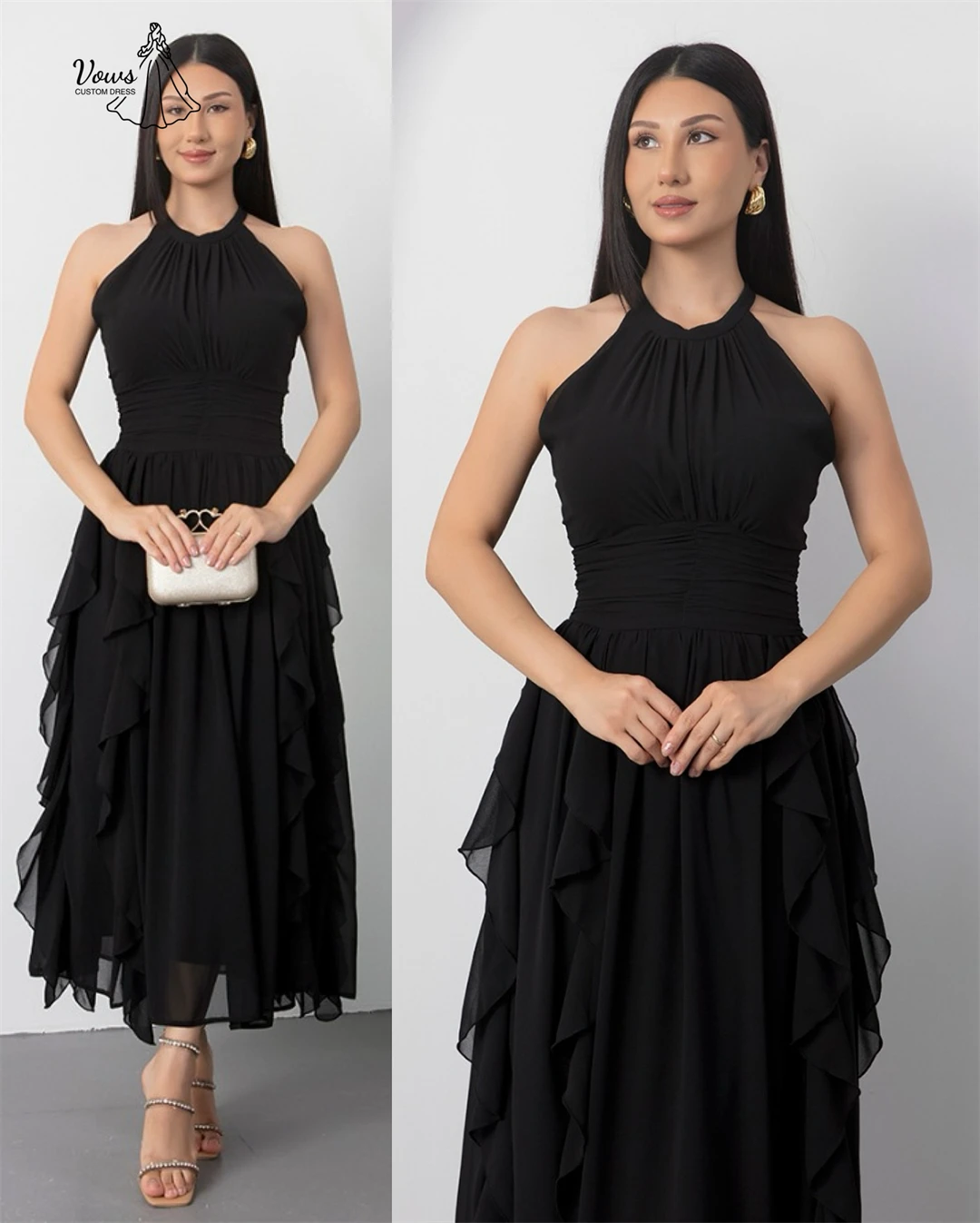 Vows Robe de bal sur mesure ligne une robes de soirée robes de bal 2025 col rond en mousseline de soie Robe de soirée luxueuse Robe de soirée