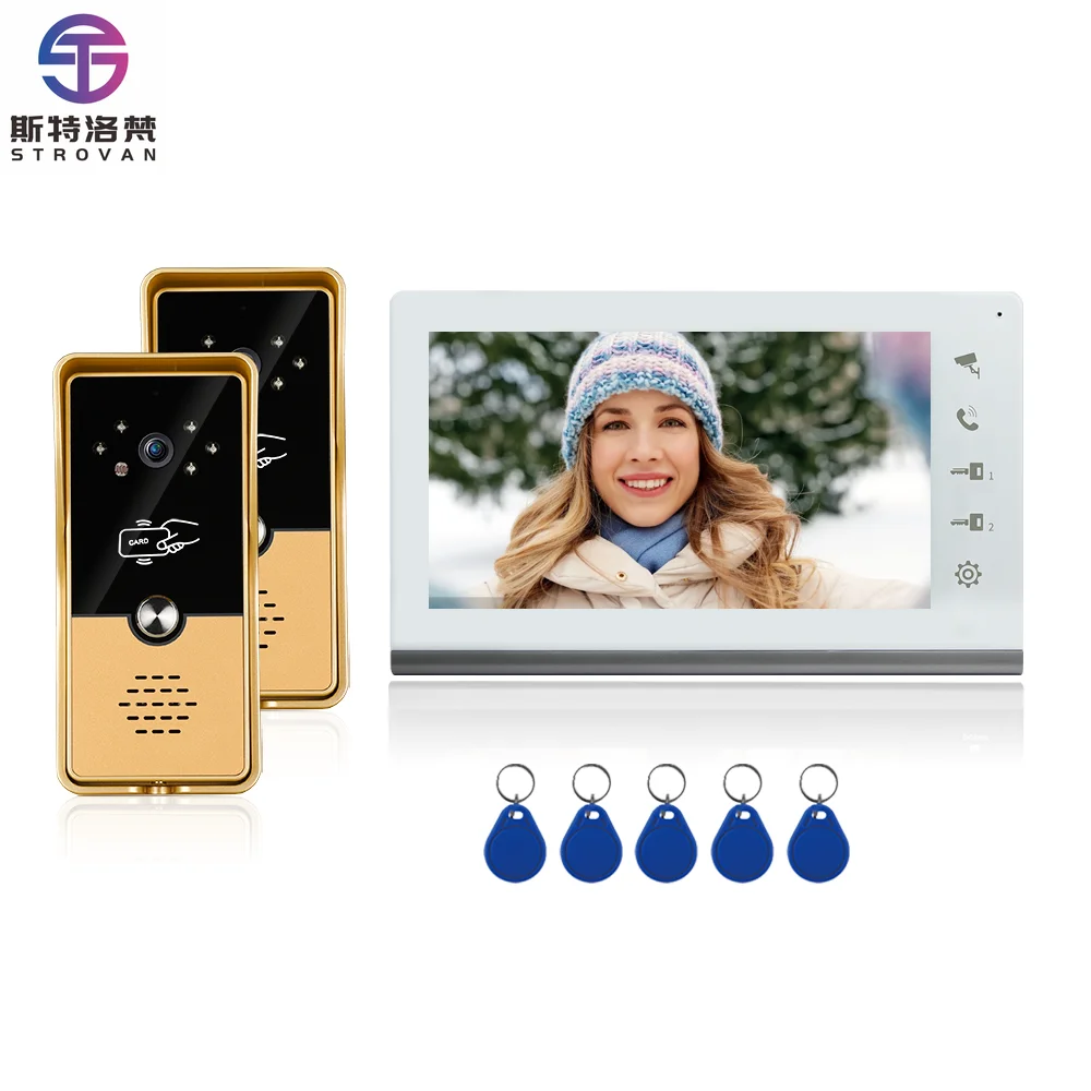 

Apartment Video Intercom System Wired 7 Inch Video Door Phone Kit Support ing Unlock Dual Way Door Intercom