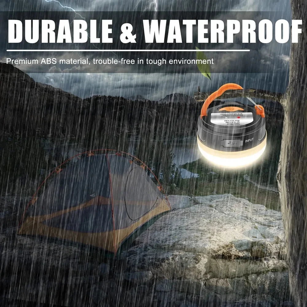 KDULIT Portable Outdoor Hanging Camping Light Built-in Battery USB Rechargable Waterproof Tent Light Emergency Power Bank