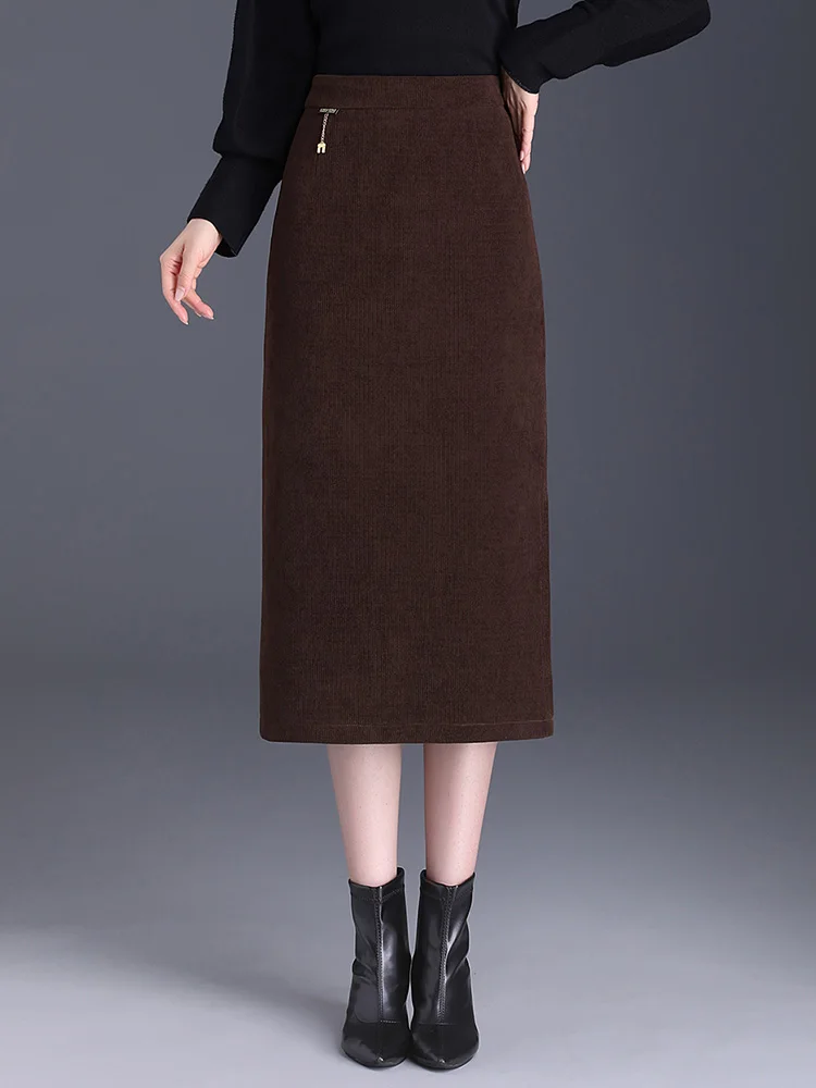 

Womens 2024 Autumn/Winter Black/coffee/penci Skirt Fashion High Waist Ladies S M L XL XXL 3XL Size Female Mid-calf Skirt