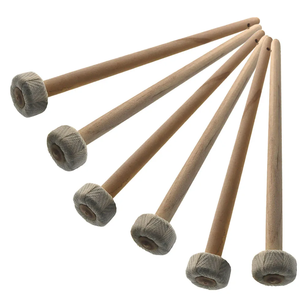 

6Pcs Gong Mallets Wood Handle Cotton Linen Wrapped Versatile Percussion Instrument Accessory for Beginners and Adults