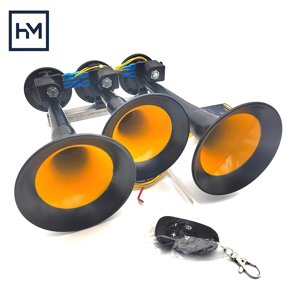 

3 Pipe Musical Air Horn 16 Super Loud Melodies 130dB With Turbo Controller（24V） For Bus Truck and Heavy Duty Vehicles