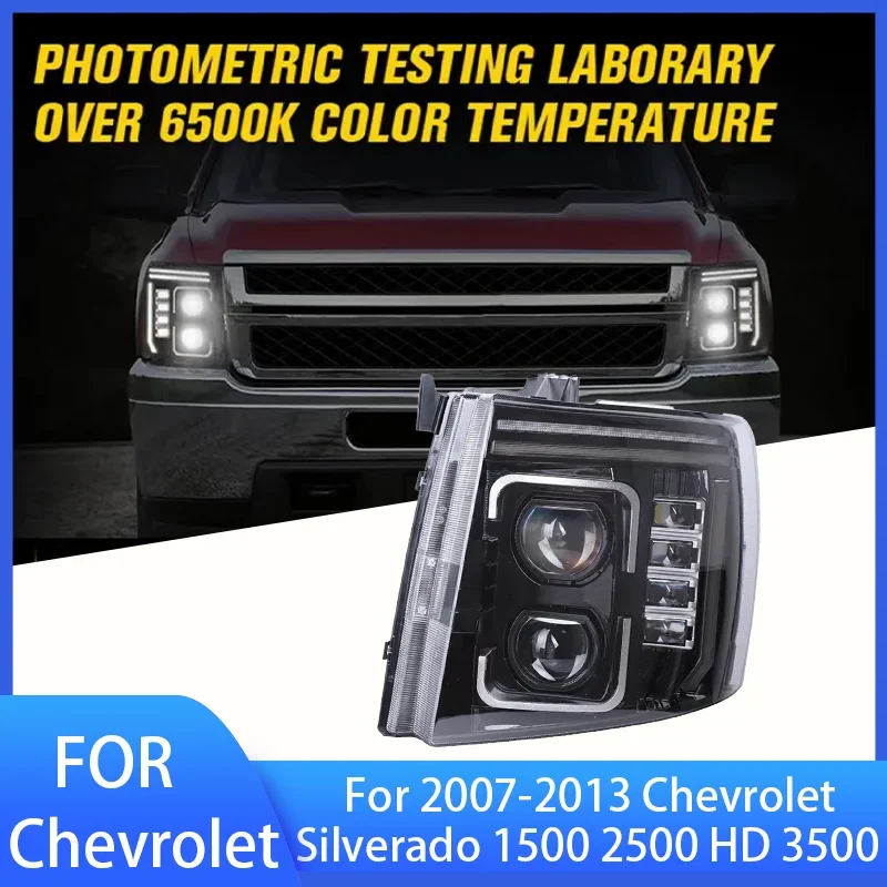 Pop 2 PCS Head Lamp For 2007-2013 Chevrolet Silverado 1500 2500 HD 3500 Turn Signal High Beam Angel Eye Projector Lens