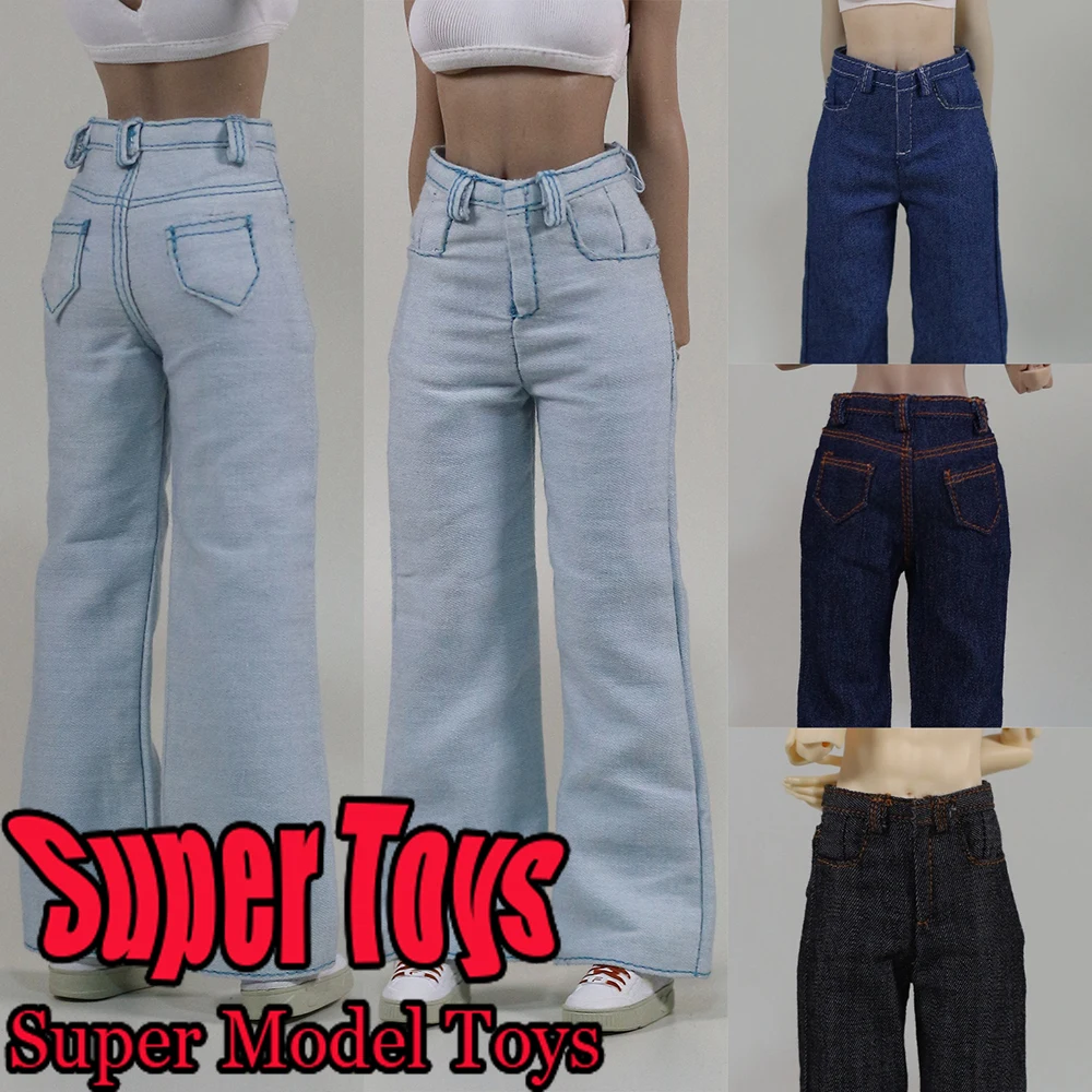 

In Stock 4 Style 1/6 Scale Female Soldier Clothes Casual Denim Straight Wide Leg Pants Fit 12-inches Action Figure Doll Toys