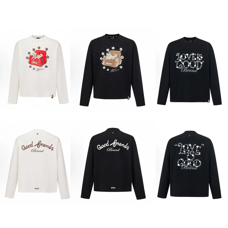 

Новинка 2025, осенние футболки Good Brand, хлопковая футболка высокого качества с длинными рукавами и круглым вырезом, мужская и женская одежда