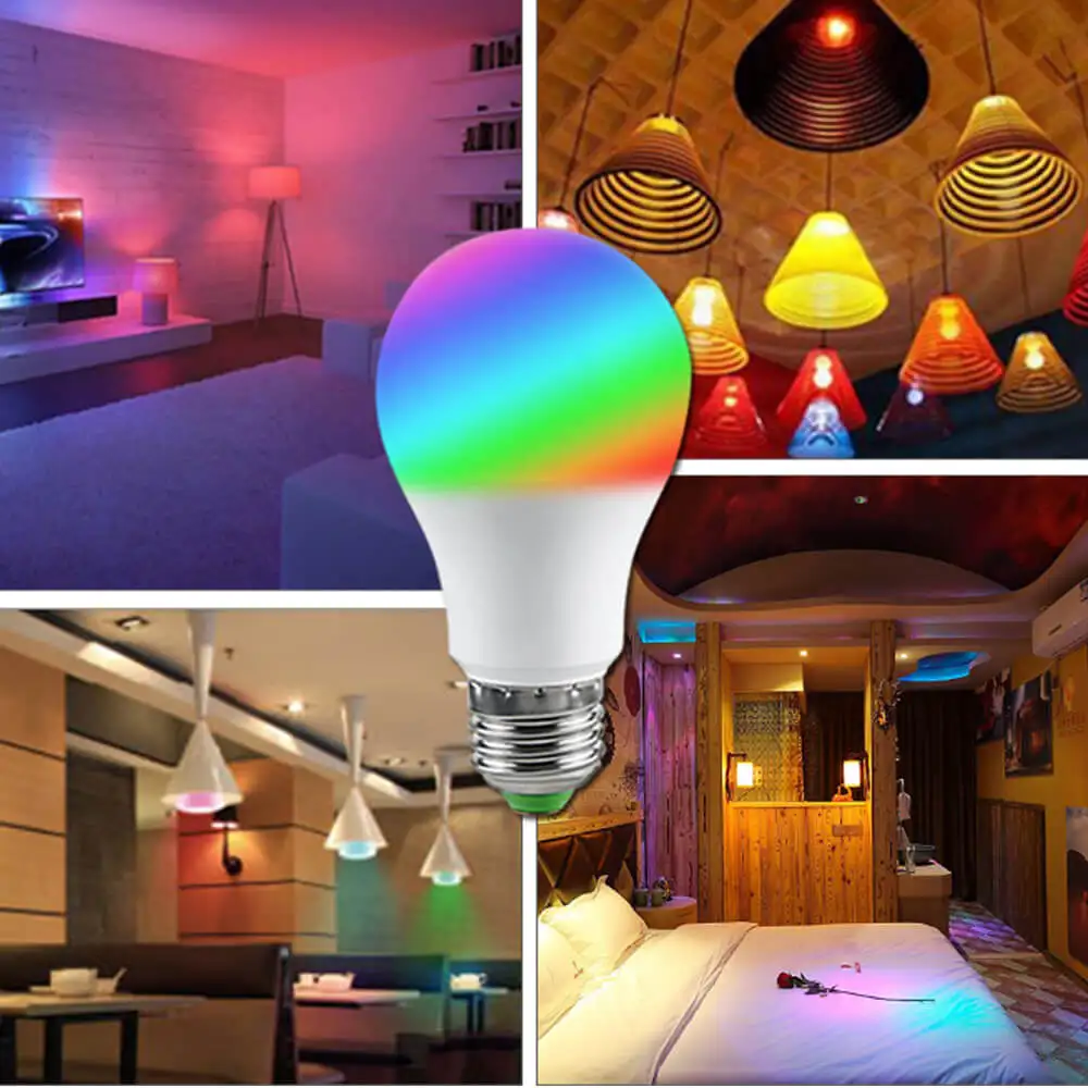 Ampoules LED RGBW à intensité variable pour la maison, application WiFi, chaînes intelligentes, lampe passionnée, musique, lien Alexa Echo Plus, Google Home, 60W