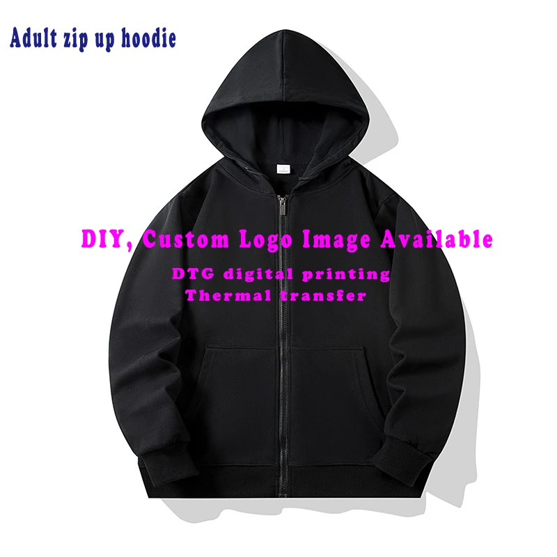 DIY Logo Customize Photos Images Zipper Hoody Men Women Hip Hop Fashion Zip Up Sweatshirt Cotton Aldult Pullover Hoodie Coats