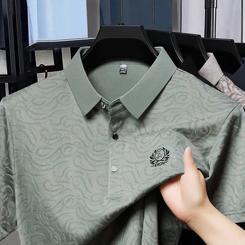 Summer Men's Short Sleeved T-shirt, Middle-aged Lapel Polo Shirt, Casual Thin Cut, Cool Top, Half Sleeved