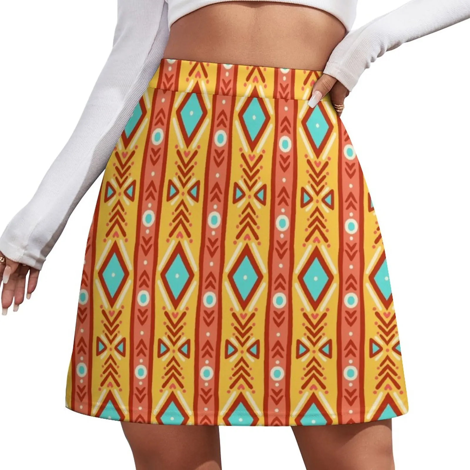 Mayan Aztec Indian Tribal Ethnic Pattern Mini Skirt Women clothing mini denim skirt clothing women summer 2023