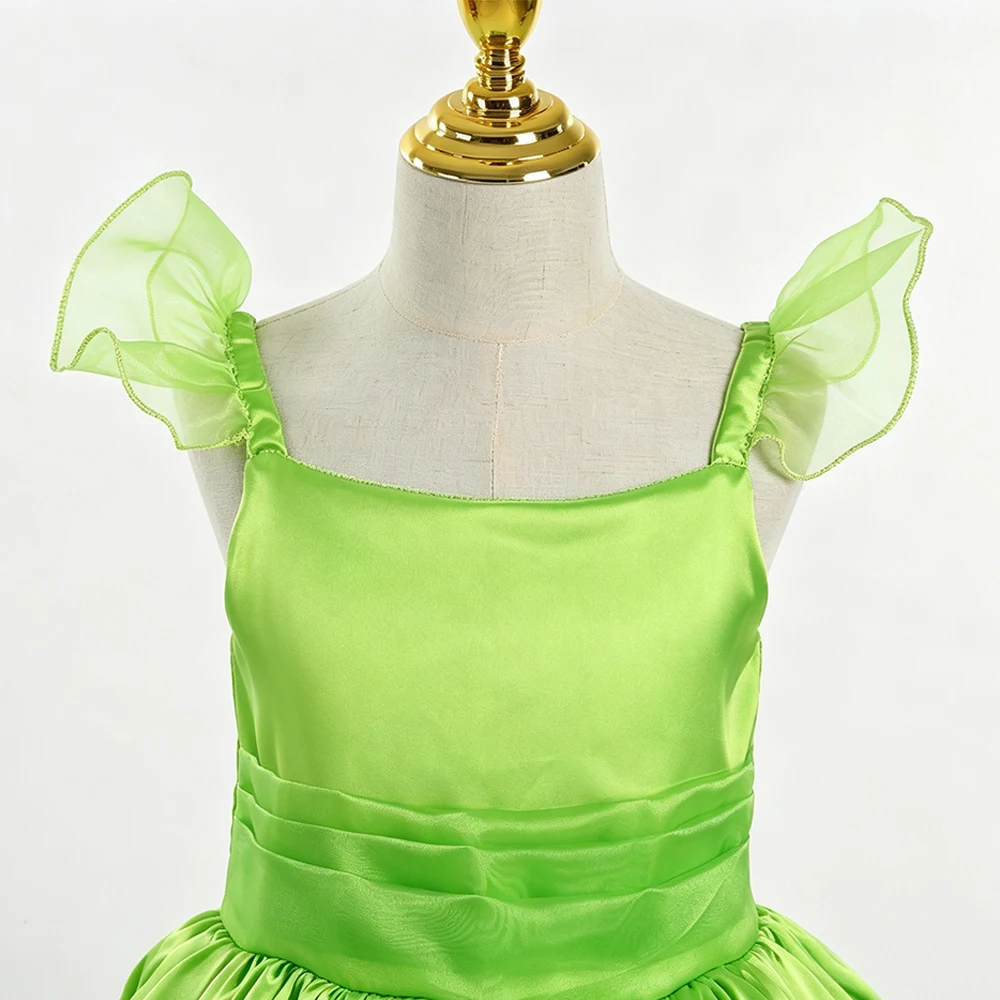 Mädchen Blumenfee Kostüm Kinder Prinzessinnenkleid mit Flügeln Halloween Prinzessinnenkostüm Elfen Partykleid – Detail 4