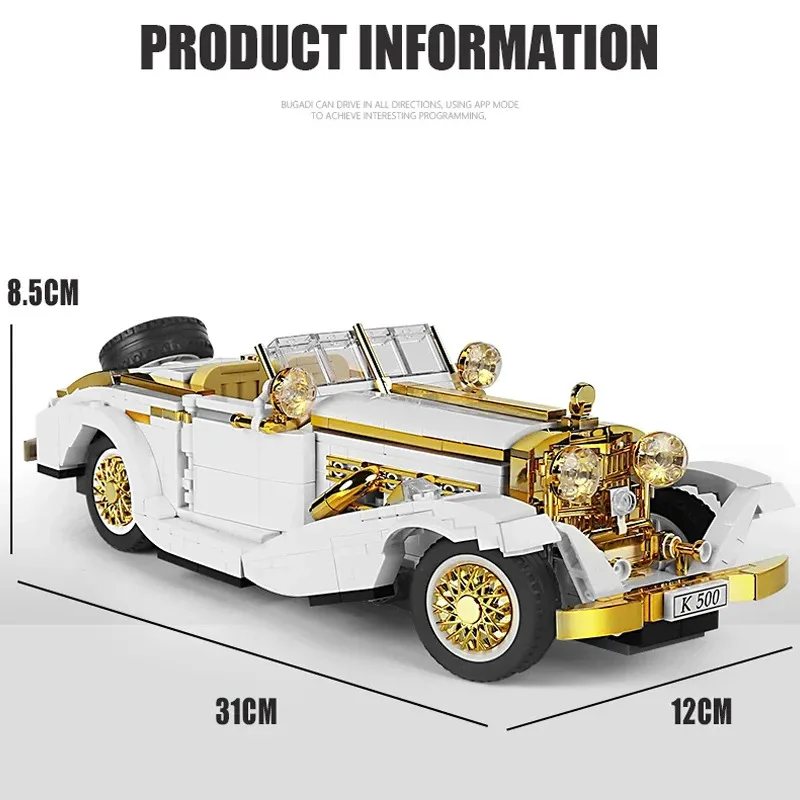 Technical Mould King 10003S K500 Building Blocks Bricks Vintage Car Set Toys for Adults Kids Boys Christmas Gifts