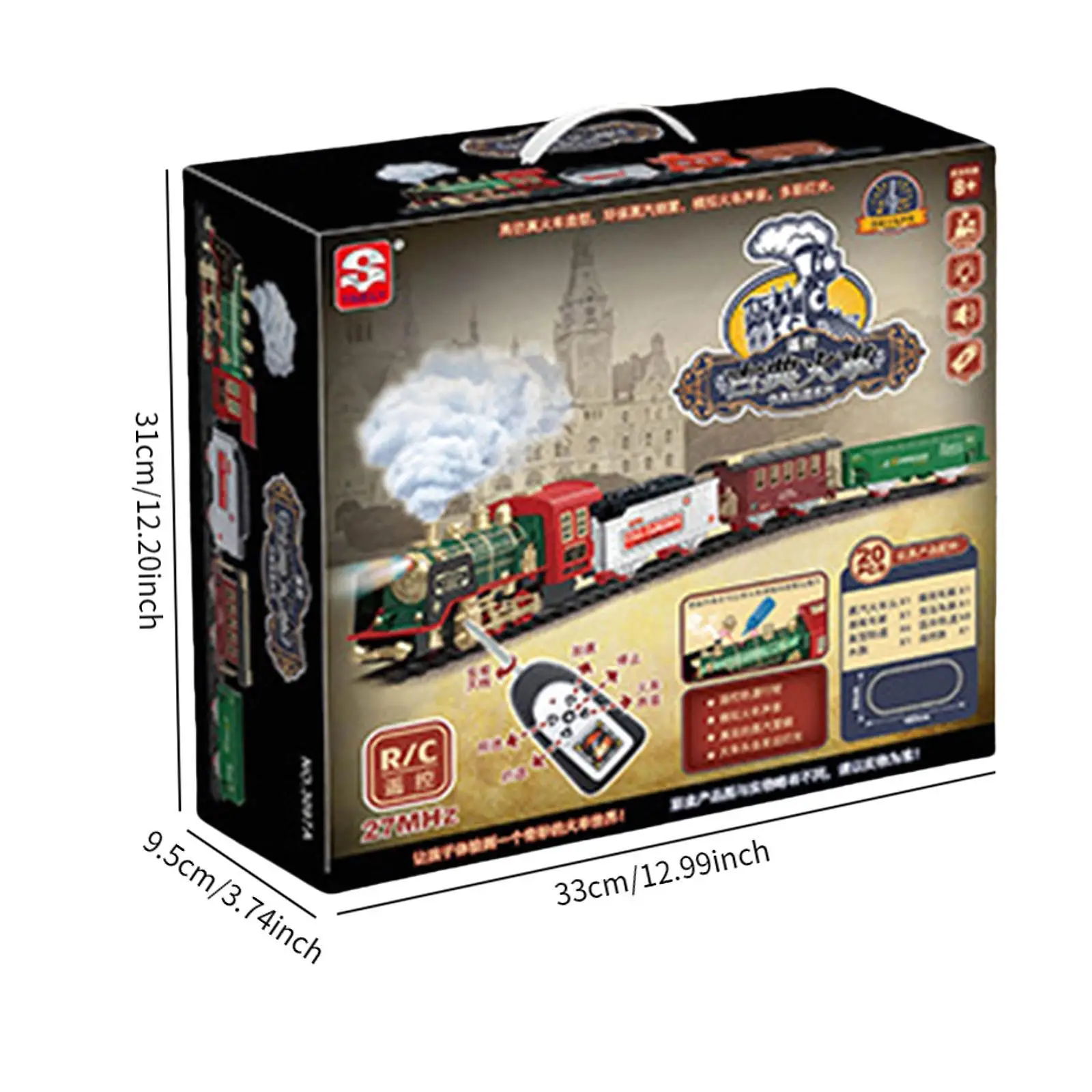 Juego de tren eléctrico, motor locomotor con control remoto, 3 coches, juguete de Navidad