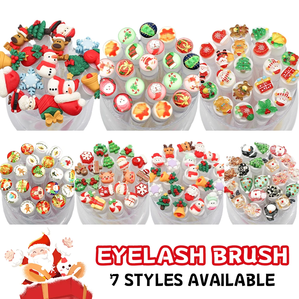Christmas Eyelash Brush Tubes With Lash Reusable Mascara Wands Replaceable Makeup Applicators Dust-proof Lash Extension Supplies