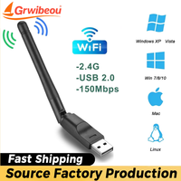 Mini USB Wifi Adapter MT7601 802.1b/g/n Antenna 150Mbps Wireless Receiver Dongle Network Card Laptop TV BOX Wi-Fi Dongle 2.5Ghz