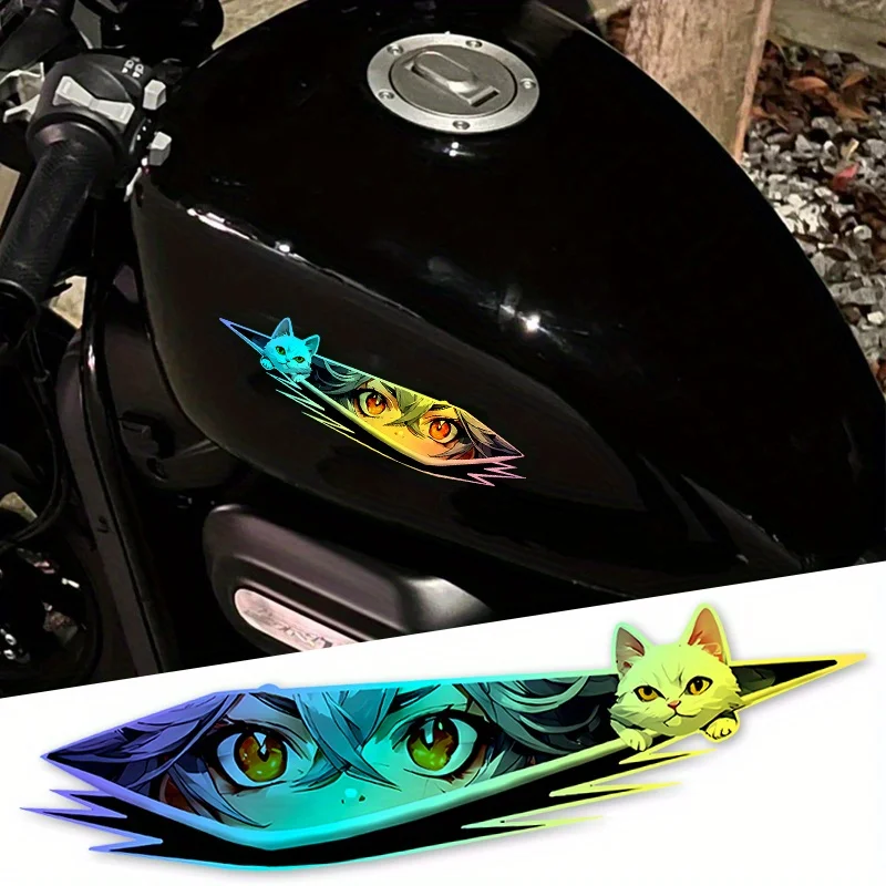 Holographic Anime Eyes Sticker Waterproof Sunproof Vinyl Decal Scratch Cover for Car Bumper Motorcycle Tank Trunk JDM Decor