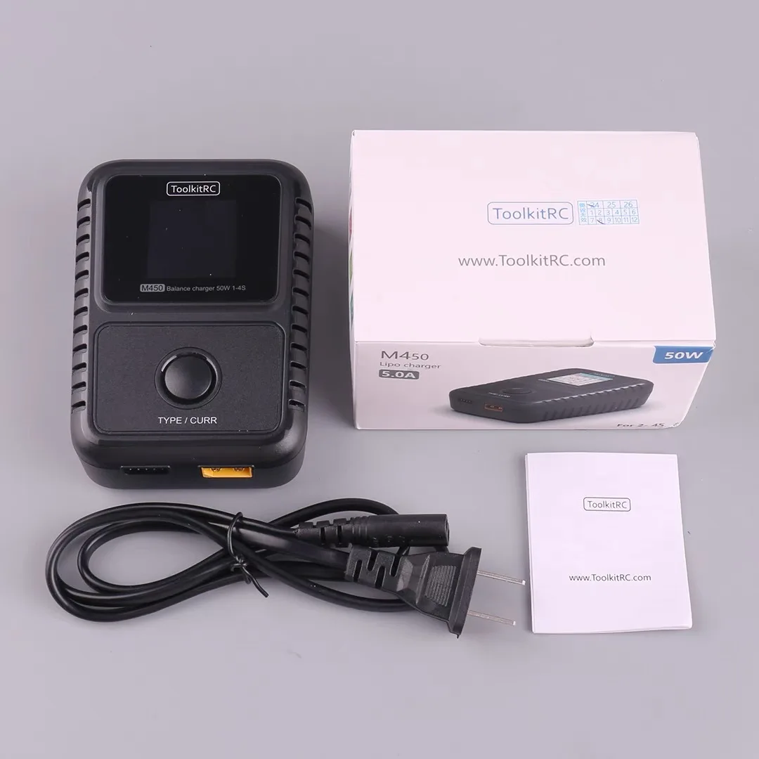 For Toolkitrc M450 50W 2~4S LiPo LiHV Balanced Charger Color Display Controller Remote Control FPV Drone Vehicle Cut-off Voltage