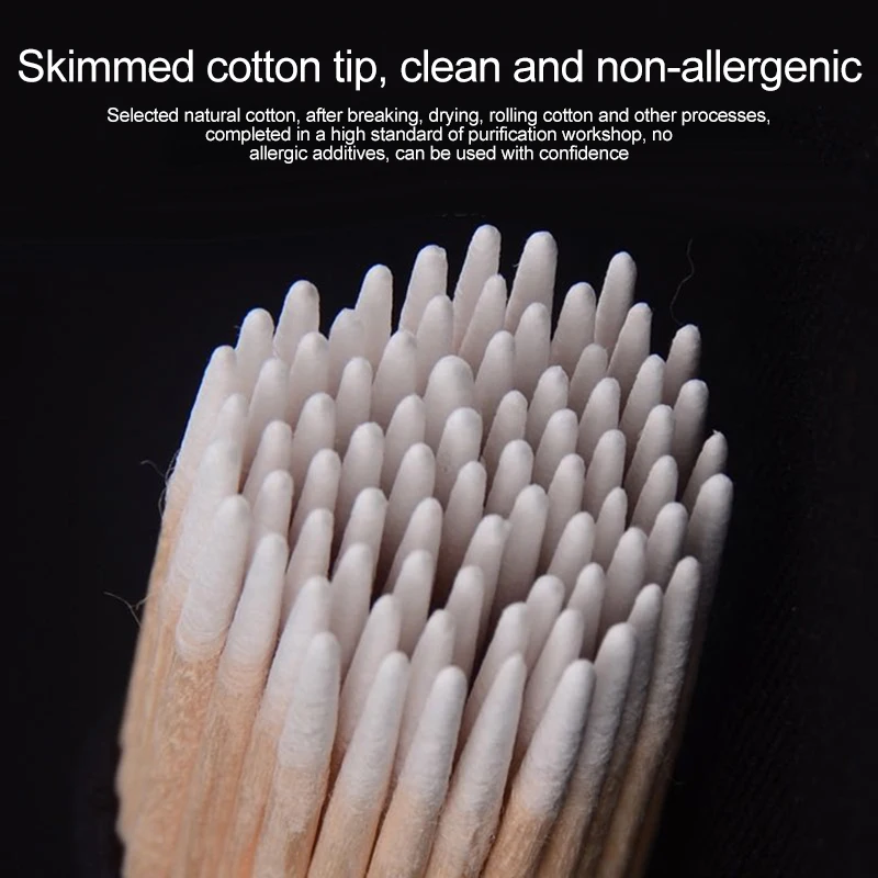 100pcs Nails Wood Cotton Swab Clean Sticks Bud Tip Wooden Cotton Head Manicure Detail Corrector Nail Polish Remover Art Tool