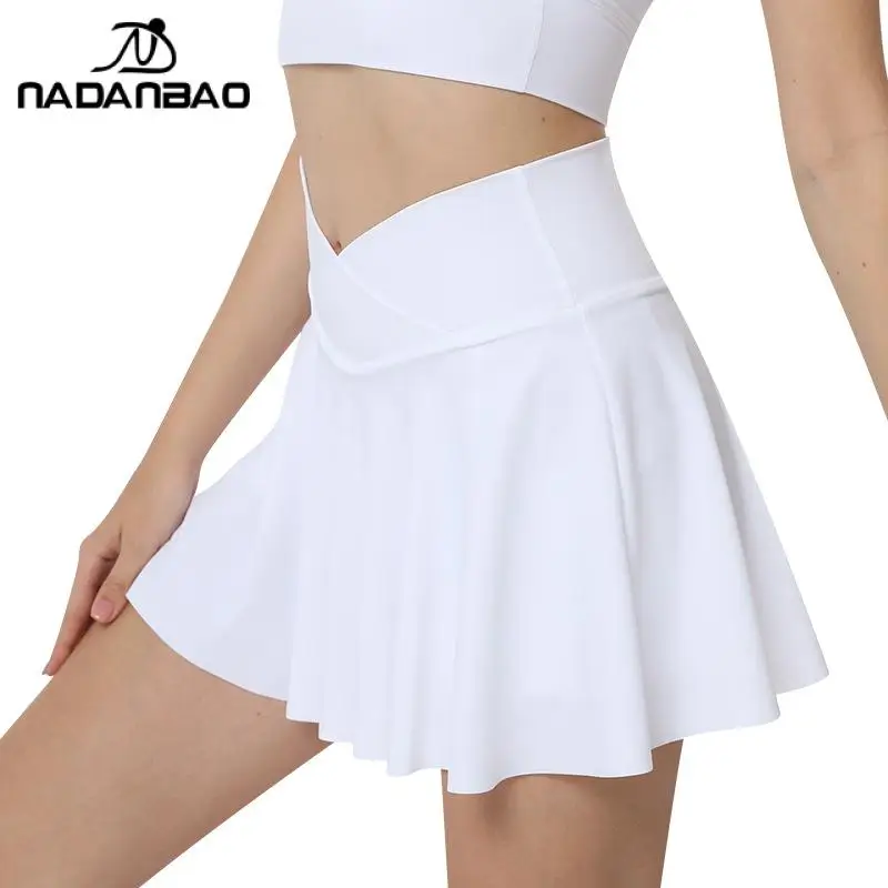 

Nadanbao Running Fitness Yoga Skirt Fashion Dress Solid Color High Waist Tennis Dress Women sports Skirt Summer Women's Clothing