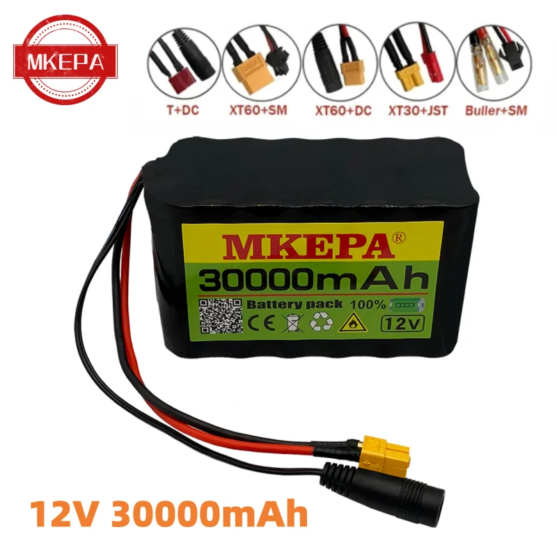 3S6P 12V 30Ah 40A BMS orline battery pack 18650 li-ion 30000mAh cells XT60 DC5521 400Watt High Power Motor Scooter light