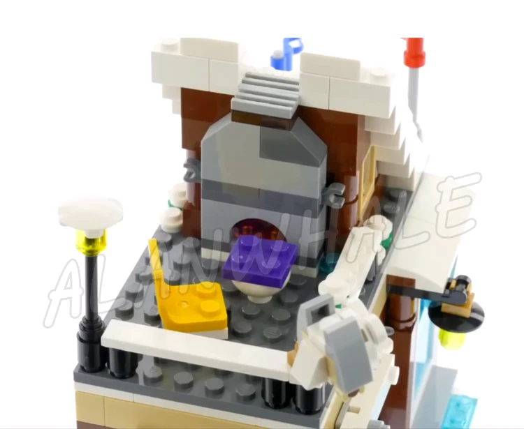 386 Stück Creator 3in1 Winterurlaub Skihütte Dach Ski Slope Bobsleigh Track 11048 Bausteinspielzeug Kompatibel mit Modell