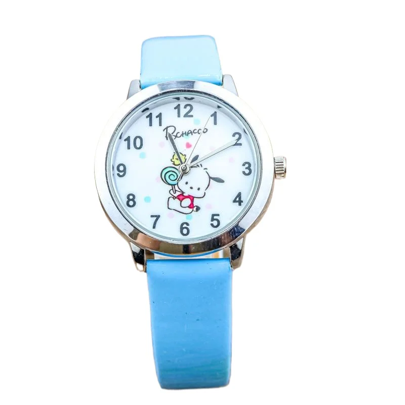 Miniso Anime Cartoon Sanrio Melody Hello Kitty Pachacco Quarzo rotondo Ragazzi Ragazze Studente Orologio Bambini Cintura in pelle Orologio da polso Regali