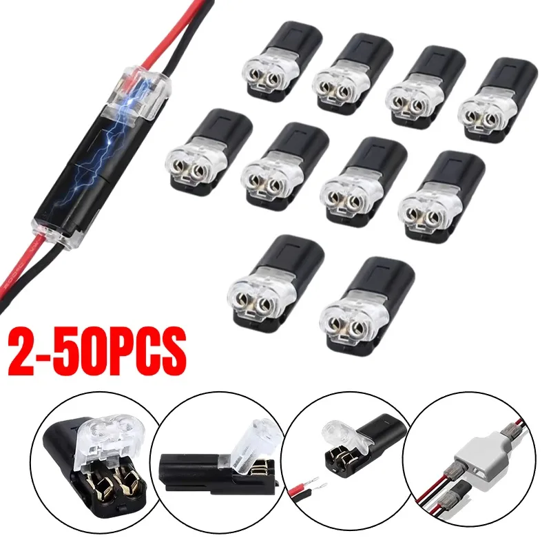 2 Pin Way Plug Car Waterproof Electrical Connector LED Cable Wire Connector No Wire-Stripping Connecting Terminal Quick Connect