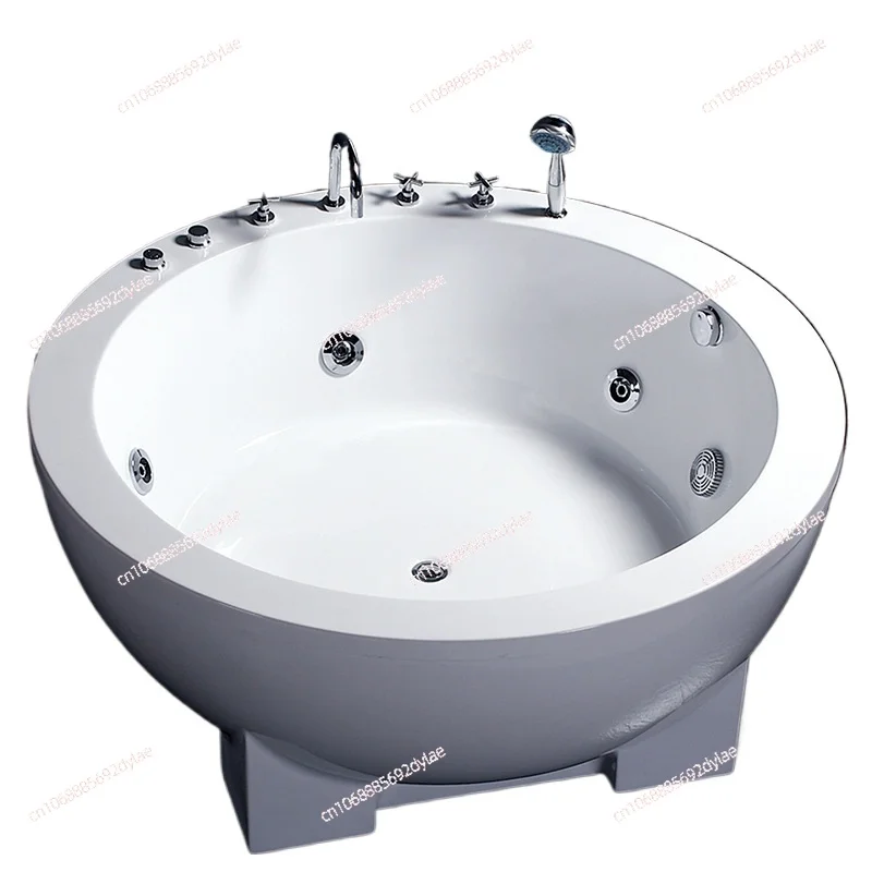 Double Large Round Cylinder Thermostatic Hotel Jacuzzi Tub Home Freestanding Round Acrylic Bathtub