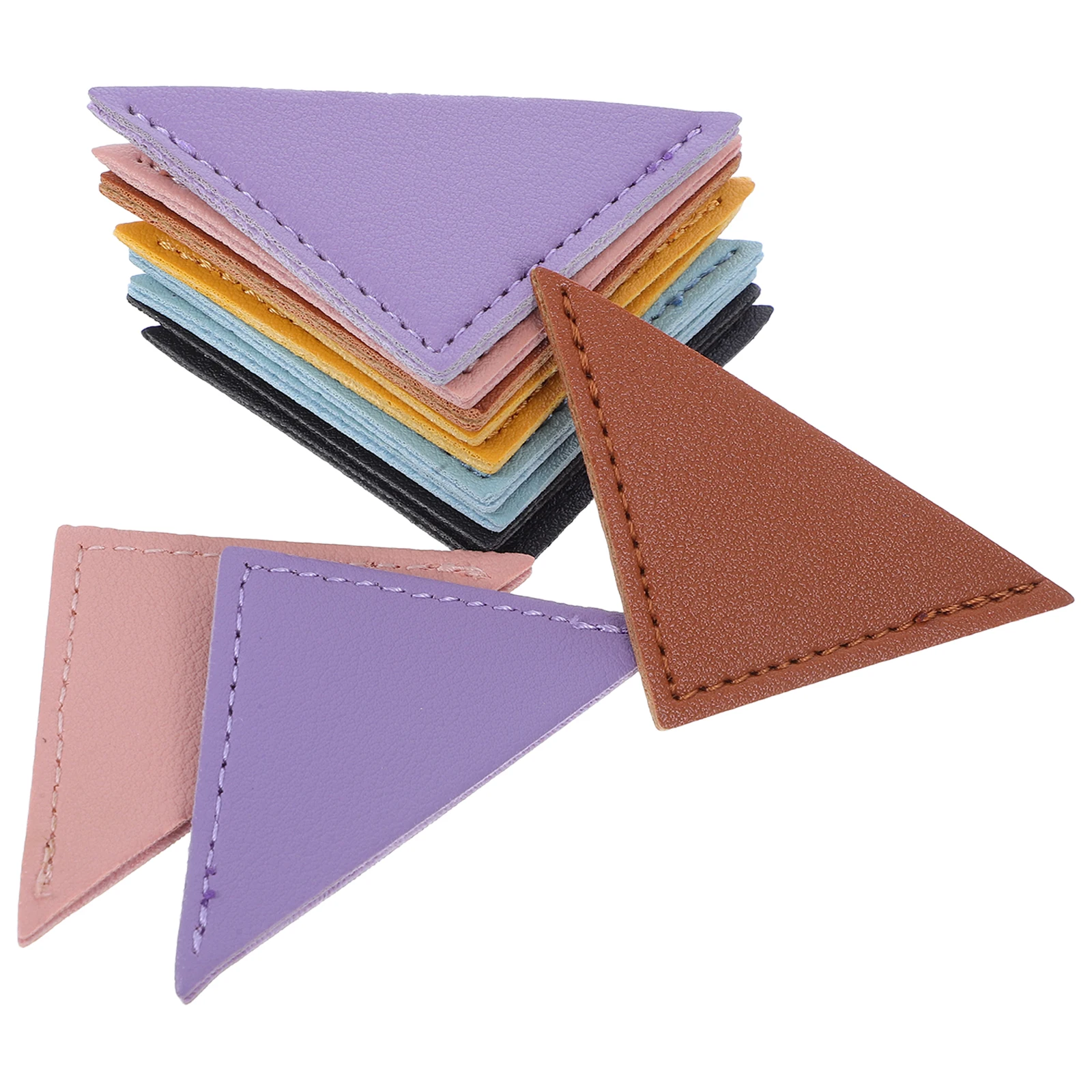 

12pcs Triangle Book Page Corner Clips Bookmark Pu Material For Reading Lovers Students Office Workers Assorted