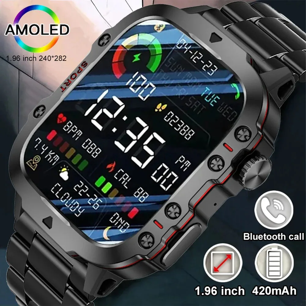 2024 New Men\'s Military Smart Watch 3TM Waterproof 2.01-inch Bluetooth Call AI Voice Women\'s Smartwatch Suitable for Android IOS