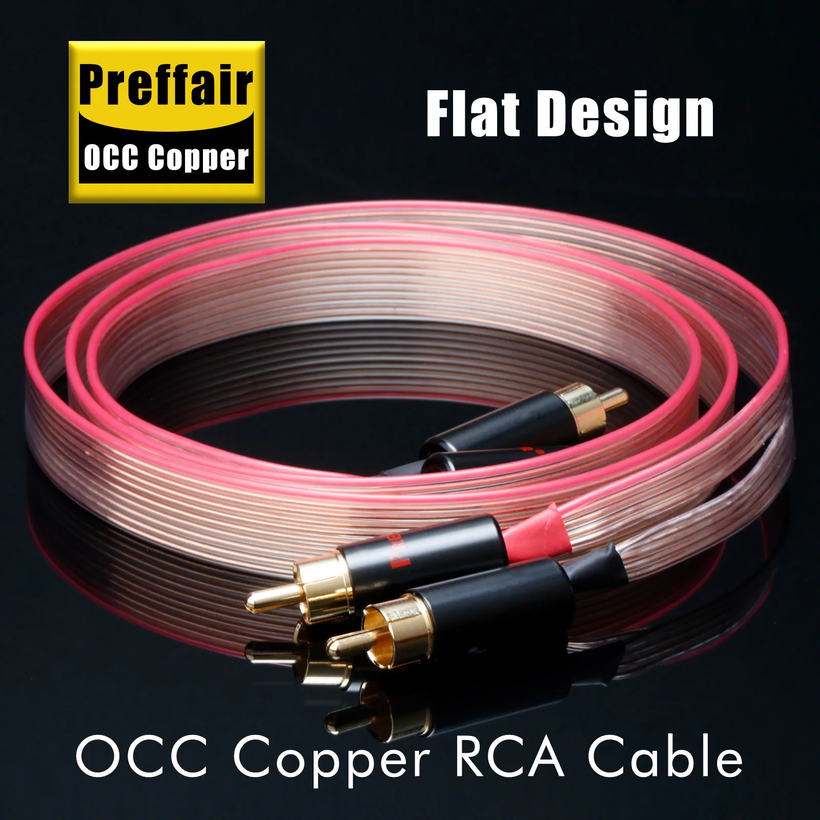 

Preffair High Quality White Heven OCC Flat Signal Cable With Gold Plated RCA Interconnect Cable