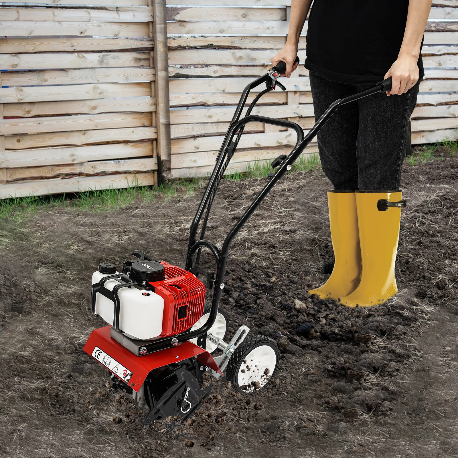 Micro cultivateur 1,9 kw 52CC, scarificateur de travail de jardin, moteur à essence 2 temps refroidi par Air, arrosage, désherbage