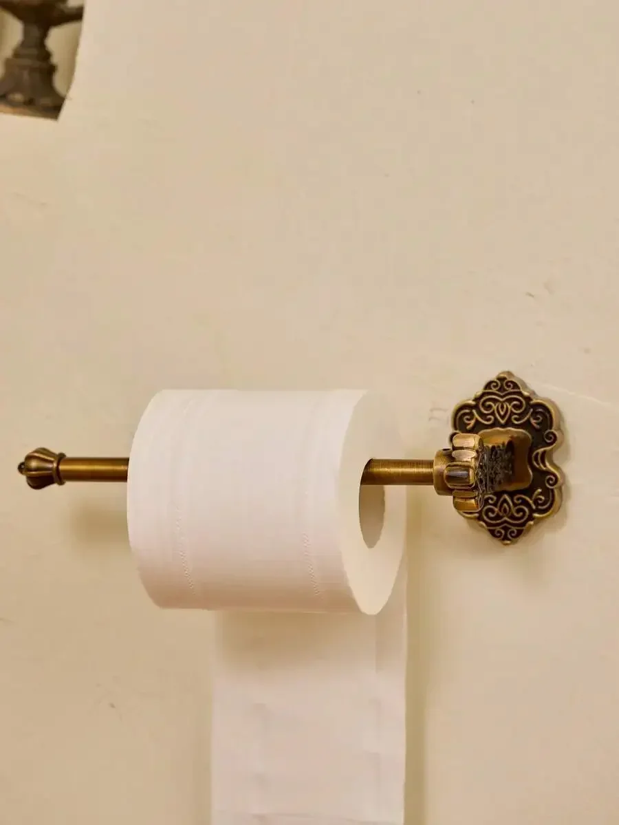 

Retro Wall-Mounted Paper & Towel Holder – Dual-Purpose Aluminum Rack For Toilet Paper & Kitchen Roll, Space-Saving Bathroom