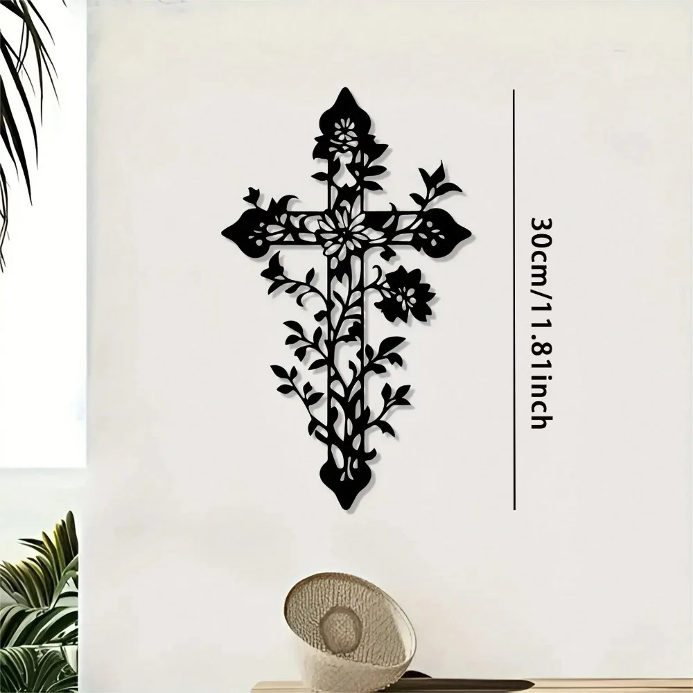 Metal Cross Wall Decor, Adorned with Tree of Life - Iron Art Christian Wall Decor, Suitable for Living Room, Bedroom, Church - Gift