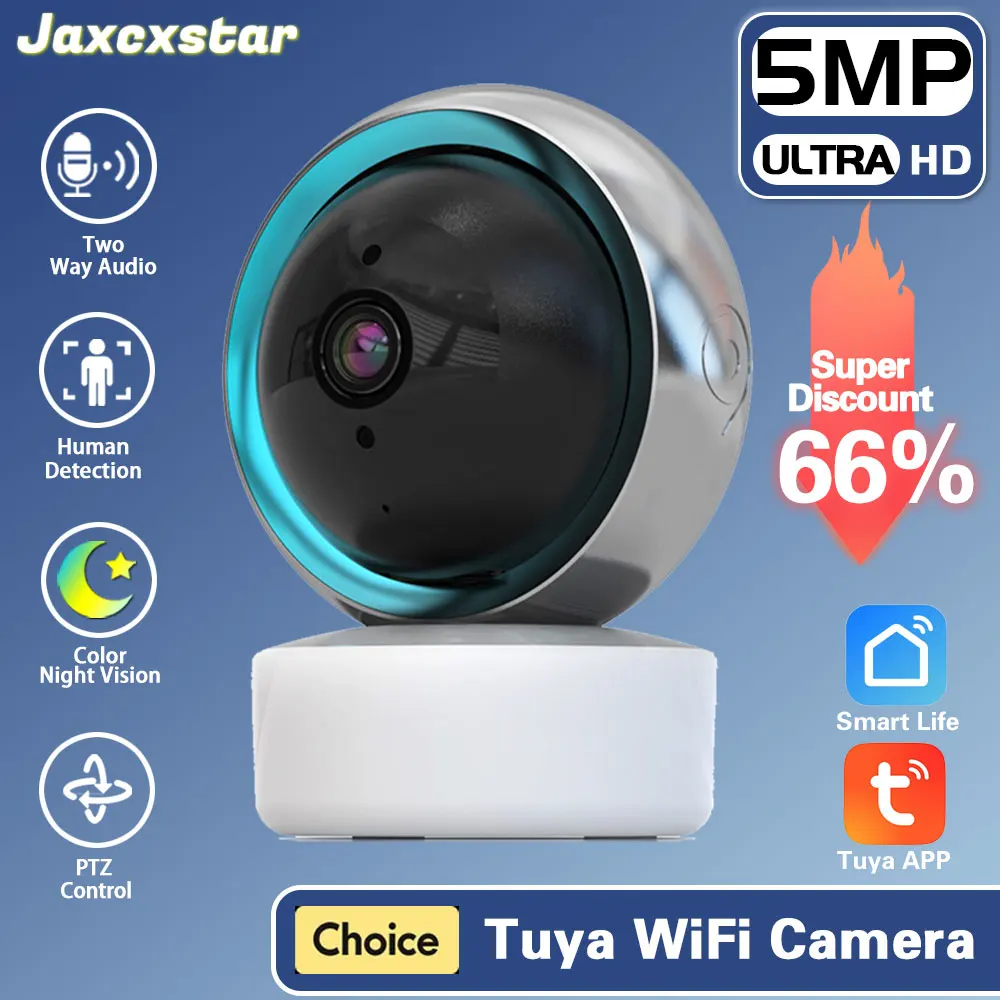 

5MP Wireless IP Camera 5V Tuya Smart Outdoor Home Security Auto Tracking Human Detection Camera WIFI CCTV Surveillance Camera