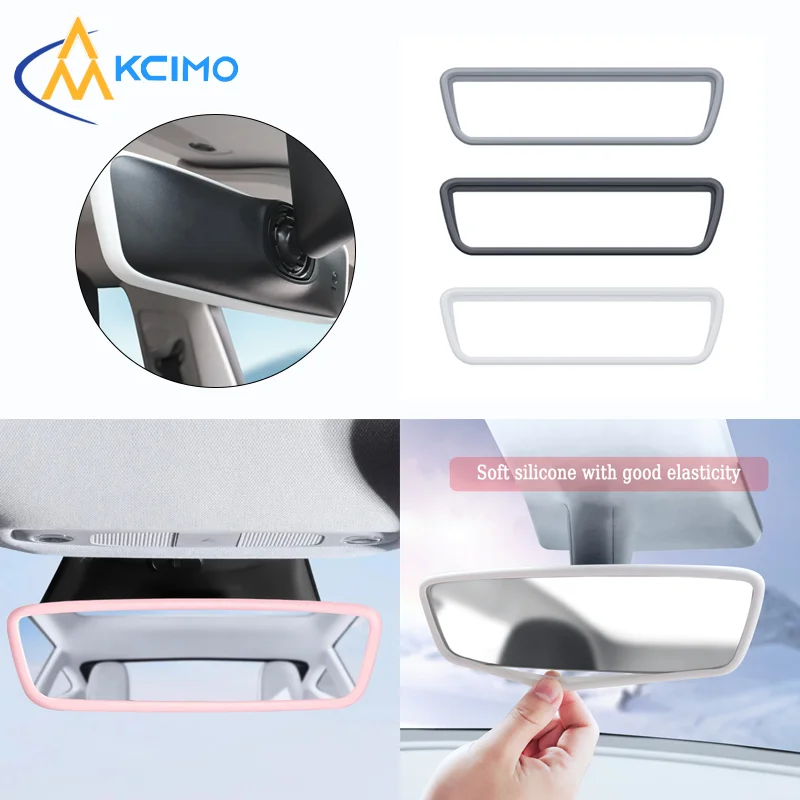Rearview Mirror Silicone Edge Wrap Protective Frame, Shockproof Decor Molding Trim Car Styling Accessory For Tesla Model 3/Y