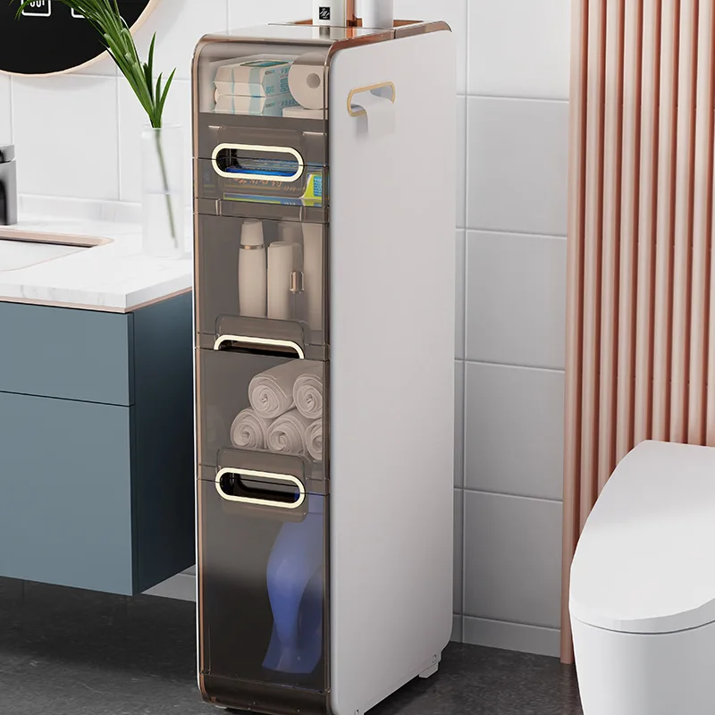 

Узкая тележка для хранения в ванной комнате, многослойный органайзер на колесиках без сборки инструментов, просторный туалетный шкаф для душа в ванной комнате