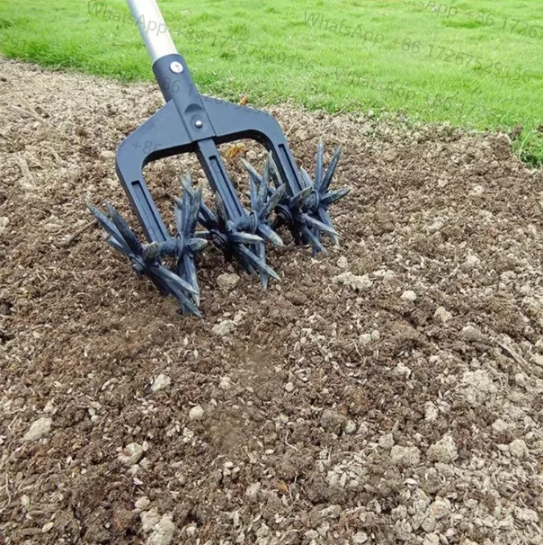 Adjustable Rotary Cultivator Garden Lawn Ripper Gardening Rotary Tiller and Hand-Held Garden Cultivator Tool Soil Plowing Tool