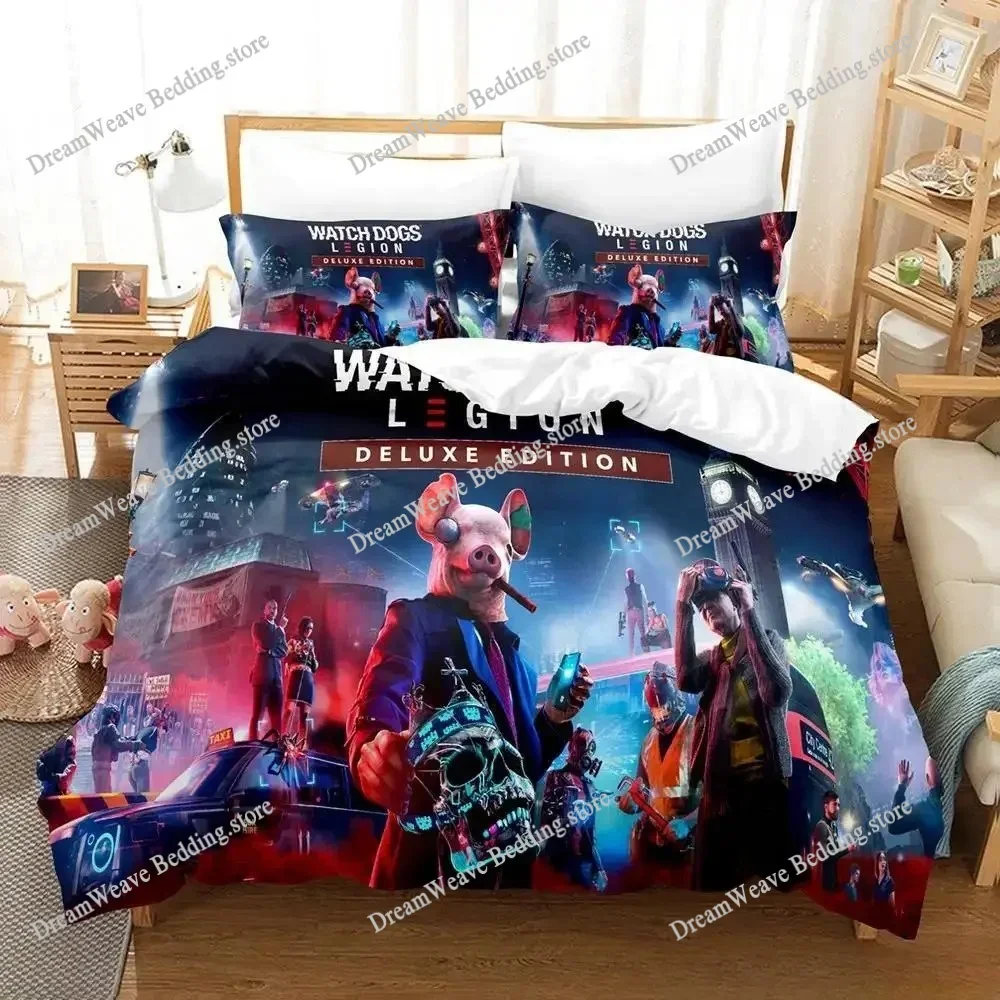 Watch Dogs Bedding Set Single Twin Full Queen King Size Bed Set Adult Kid Bedroom Duvet cover Sets 3D Print Game bed sheet set96